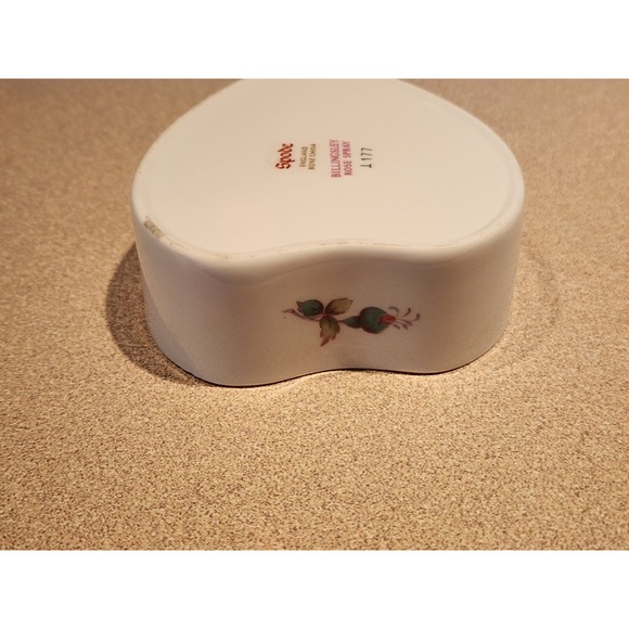 Spode Billingsley Rose Spray Jewelry Trinket Box Bone China Heart Shaped England - Picture 13 of 16